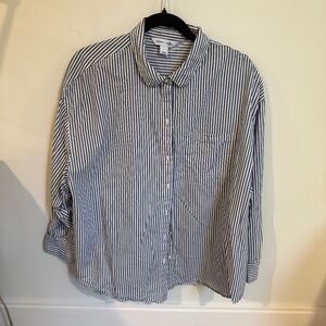 Old Navy The Boyfriend Shirt Blue & White Striped